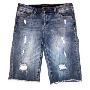 Distressed Denim Bermuda Skimmer Shorts NWOT